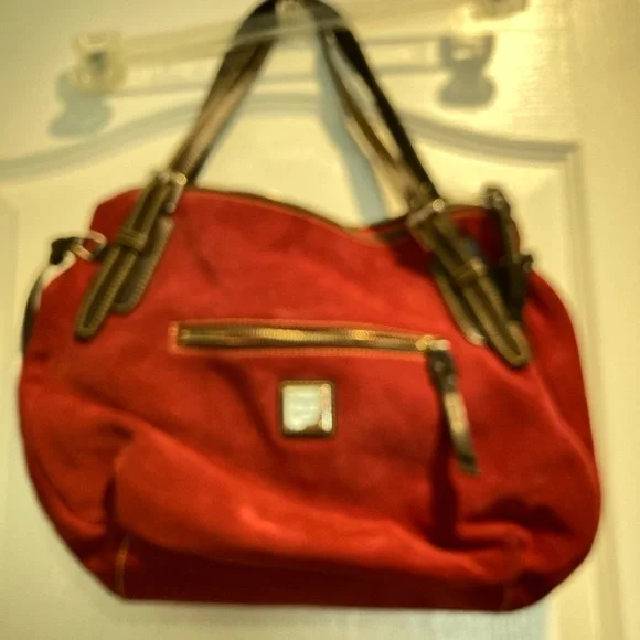 Red Suede Dooney & Bourke Shoulder Bag - Picture 1 of 9